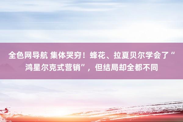 全色网导航 集体哭穷！蜂花、拉夏贝尔学会了“鸿星尔克式营销”，但结局却全都不同