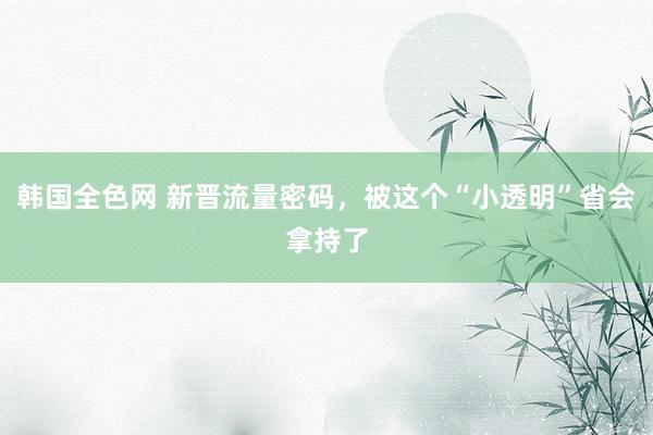 韩国全色网 新晋流量密码，被这个“小透明”省会拿持了